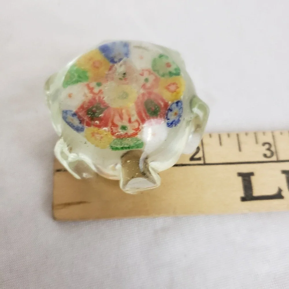 VTG Hand Blown Glass Paperweight Flower‎ Millefiori Pen Rest Chopstick Holder